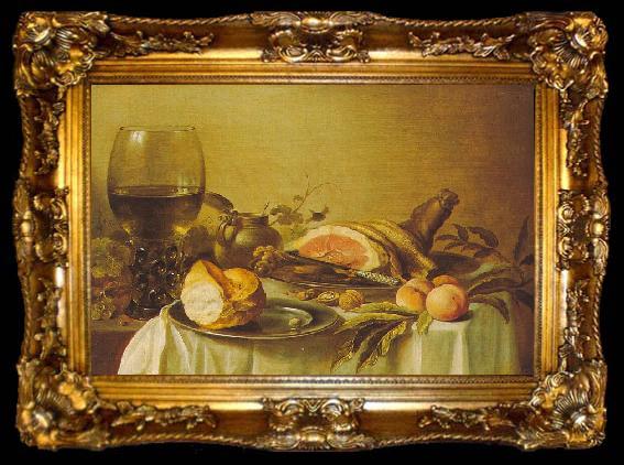 framed  Pieter Claesz Breakfast with Ham, ta009-2